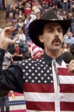 Borat (Sacha Baron Cohen) singing the National Anthem with his own words.