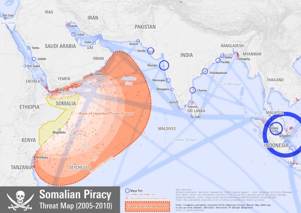 Somalian Piracy Threat Map 2010 from Wikipedia