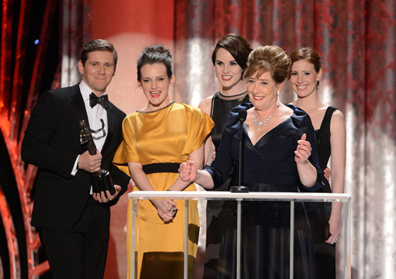 Members of the Downton Abbey cast accept their Screen Actors Guild award