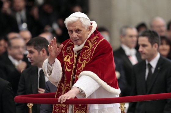 Pope Benedict XVI blessing the Knights of Malta at the Vatican