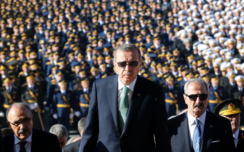 A tired Erdoğan, attending a ceremony