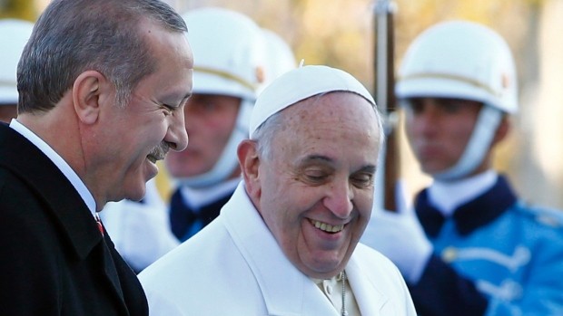 Pope Francis with Recep Tayyip Erdoğan
