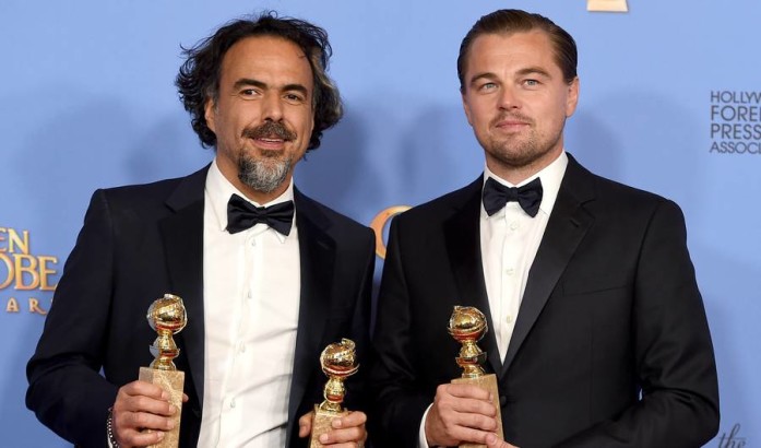 Oscars 2016 - Alexandro Gonzales Innaritu with Leonardo DiCaprio