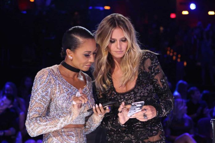 Another two divas, less annoying than others: Spicy Mel B and Victoria's Secret Angel Heidi Klum, both jury members