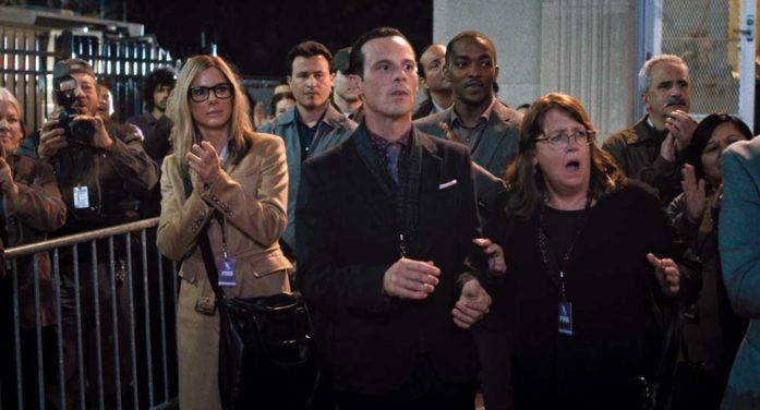 Sandra Bullock, Ann Dowd, Scoot McNairy, and Anthony Mackie in Our Brand Is Crisis