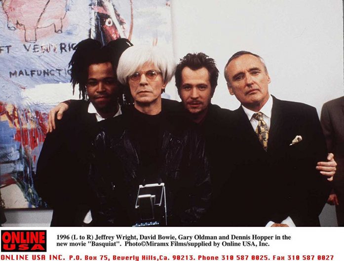 gary Oldman, david Bowie, Dennis Hopper and Jeffrey Wright in Basquiat (1996)