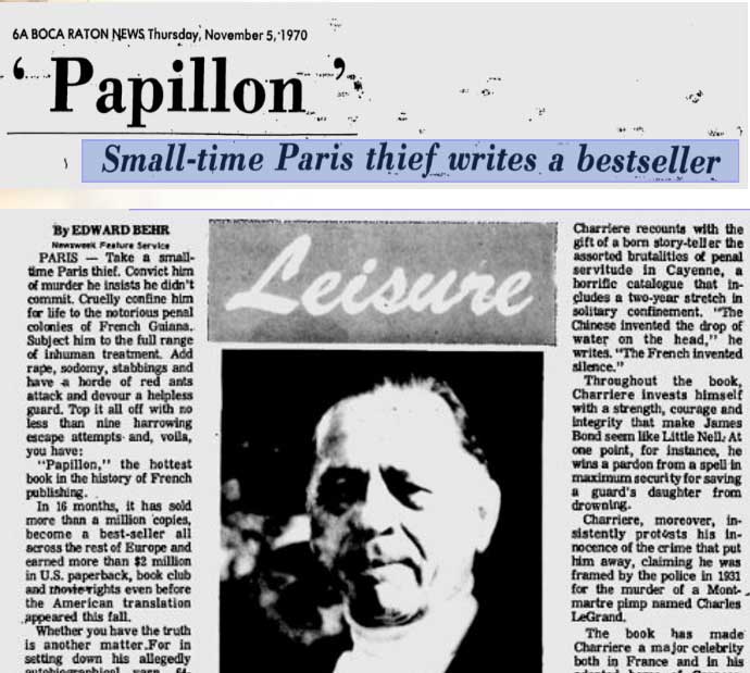 An article about Papillon and Henri Charriere