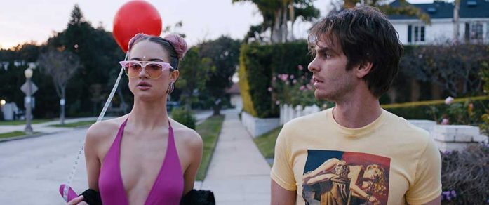 Andrew Garfiels and Grace Van Patten in Under the Silver Lake