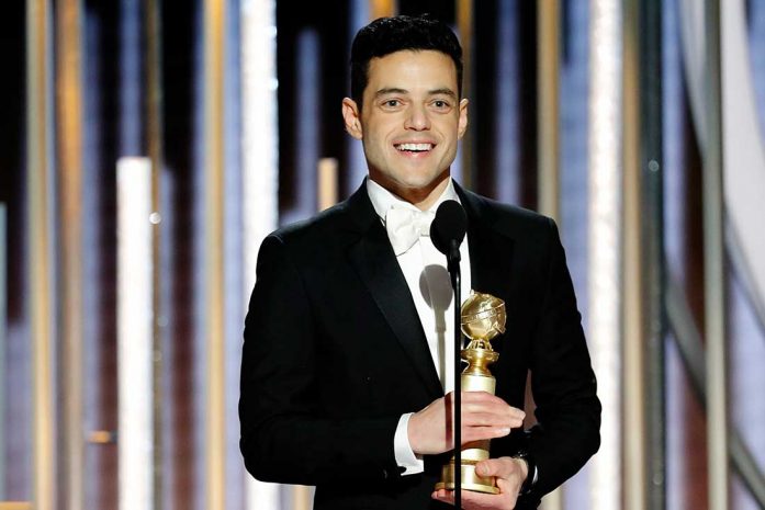 Rami Malek at the Golden Globes 2019 Awards Ceremony, where he won in Drama