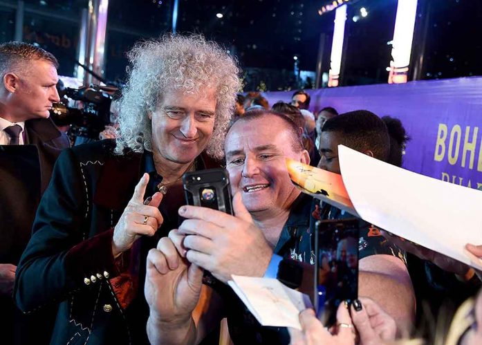 Brian May and Midge Ure in London, at the Bohemian Rhapsody world premiere